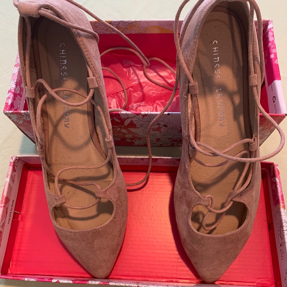 Chinese Laundry Endless summer micro suede rose blush pink flats size 9M